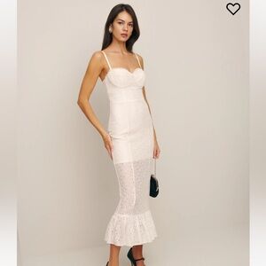 Reformation Canice Dress Lace White Midi Size 8 New